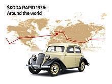 B&#345;etislav Jan Procházka und Jind&#345;ich Kubias fuhren 1936 mit einem Skoda Rapid um die Welt.  Foto: Skoda